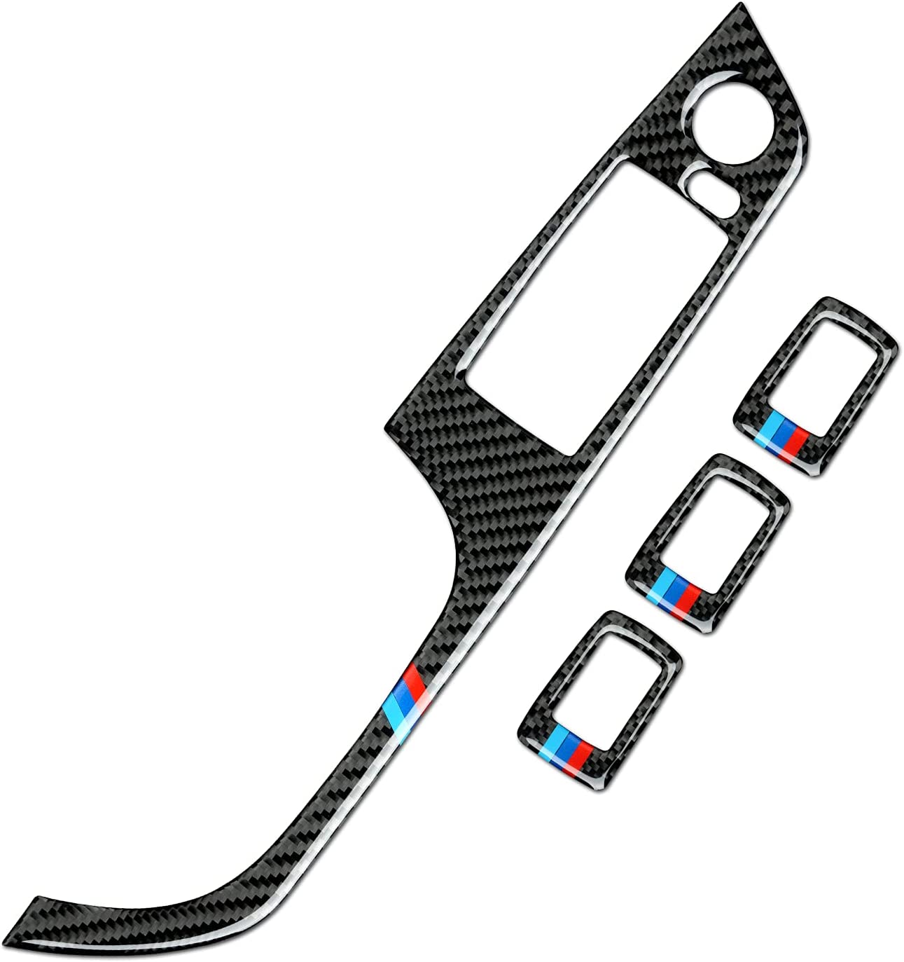 Car Window Lift Trim Switch Panel Sticker Decal Carbon Fiber Trim fits for E90 Interior Accessories - Delicate Leather