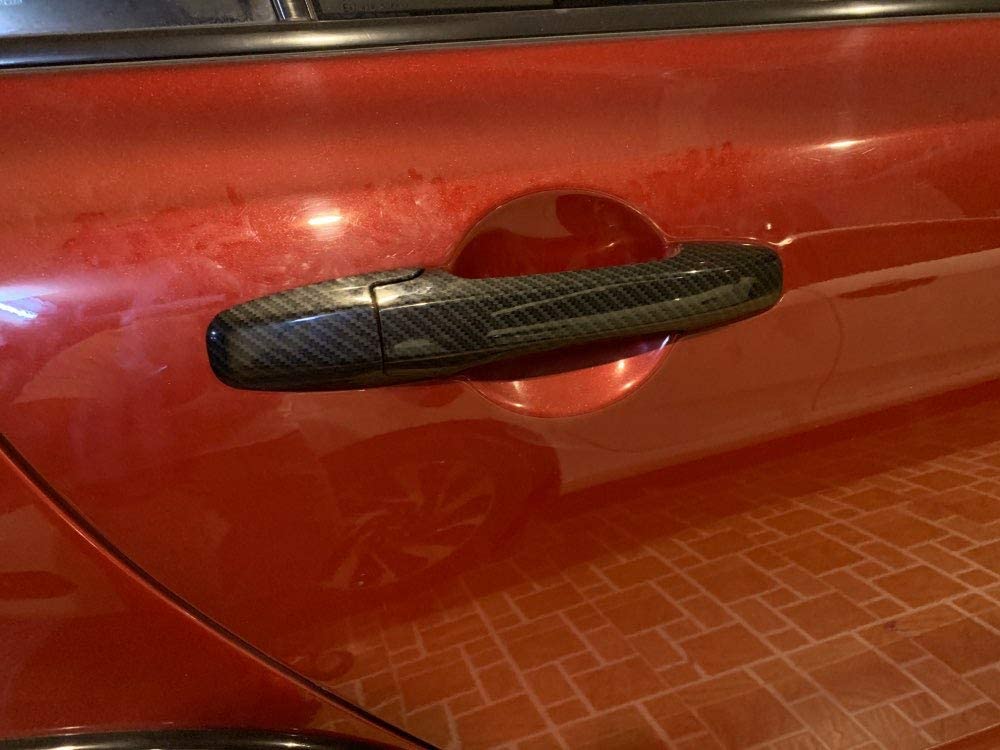 1 Set Sport Carbon Fiber Style Door Handle Cover Trim Compatible with Honda Civic 2006-2011 Pilot 2009-2015 - Delicate Leather