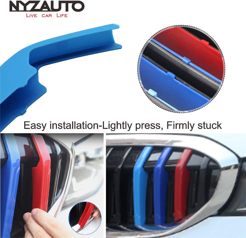 M-Colored Stripe Grille Insert Trims Compatible with 2019-up G20 3 Series 330i 340i Kidney Grill (8 Beams) - Delicate Leather