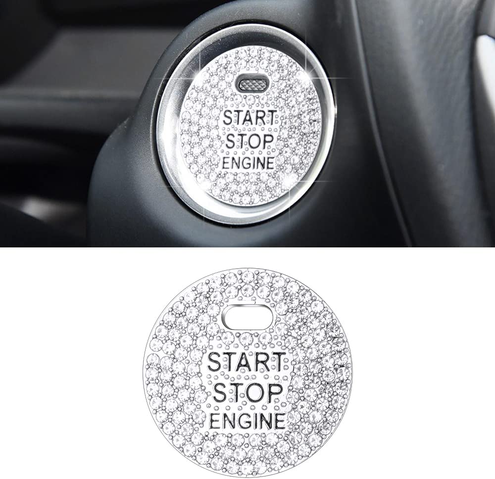 Car Interior Bling Accessories for 3 6 CX-3 CX-5 CX-9 MX-5 Miata Ignition Button Start Stop Push Engine Decals Stickers Caps Covers Parts Decoration Men Women Zinc Alloy Crystal Silver - Delicate Leather