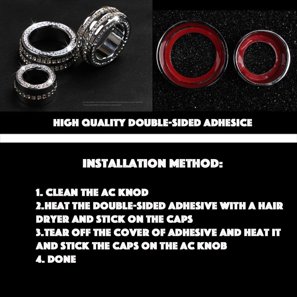 Bling Crystal Interior Decorations Compatible AC Knob Caps Air Conditioning Cover for Accessories Parts 5 6 7 Series X3 X4 X5 X6 G31 F13 G12 G01 F15 F16 F26 xDrive AWD - Delicate Leather