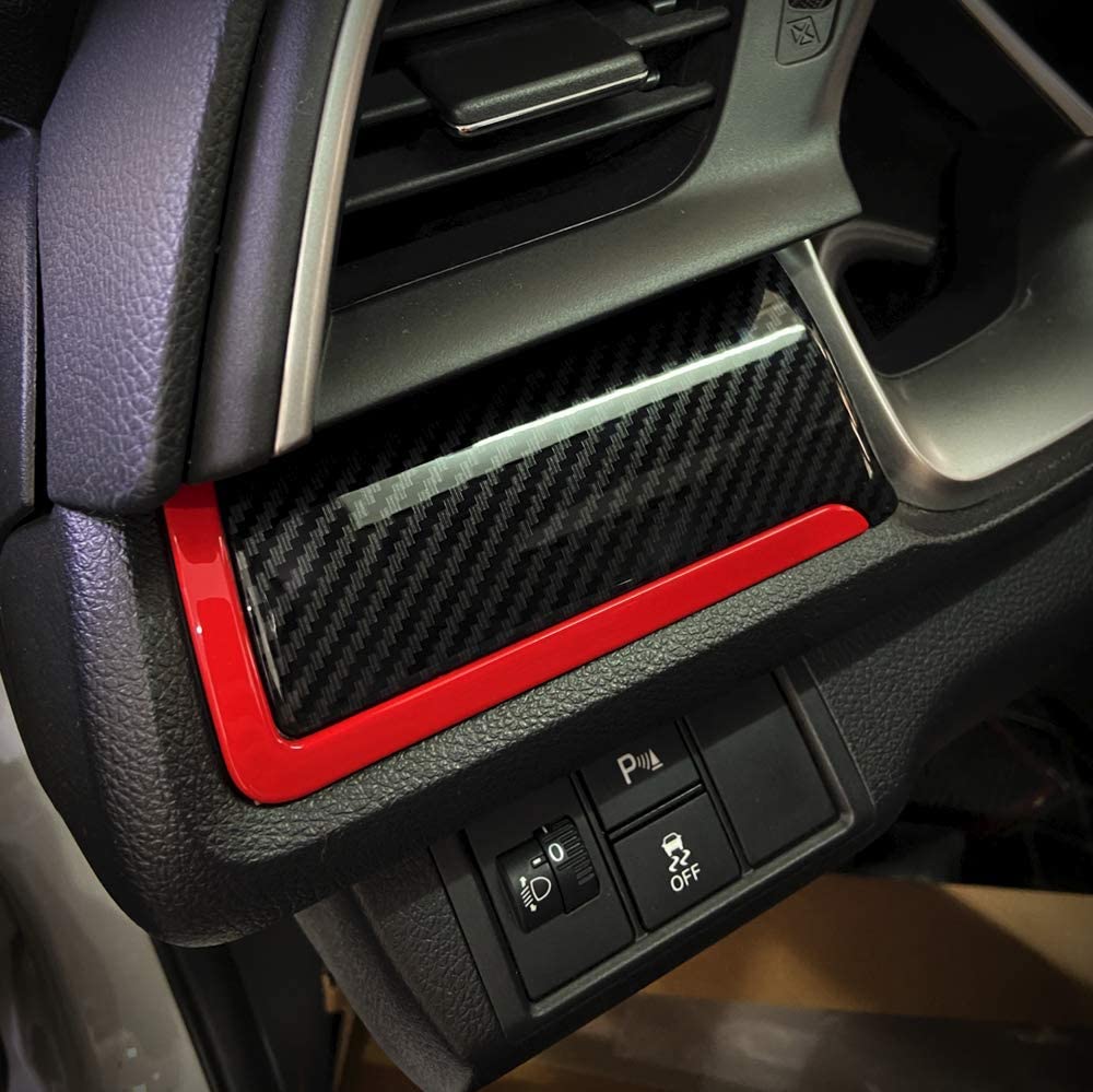 6Pcs Carbon Fiber Grain Console Center Dashboard Cover Trim Decorative Sticker Compatible with 10th Gen Civic 2016 2017 2018 2019 2020 2021 - Delicate Leather