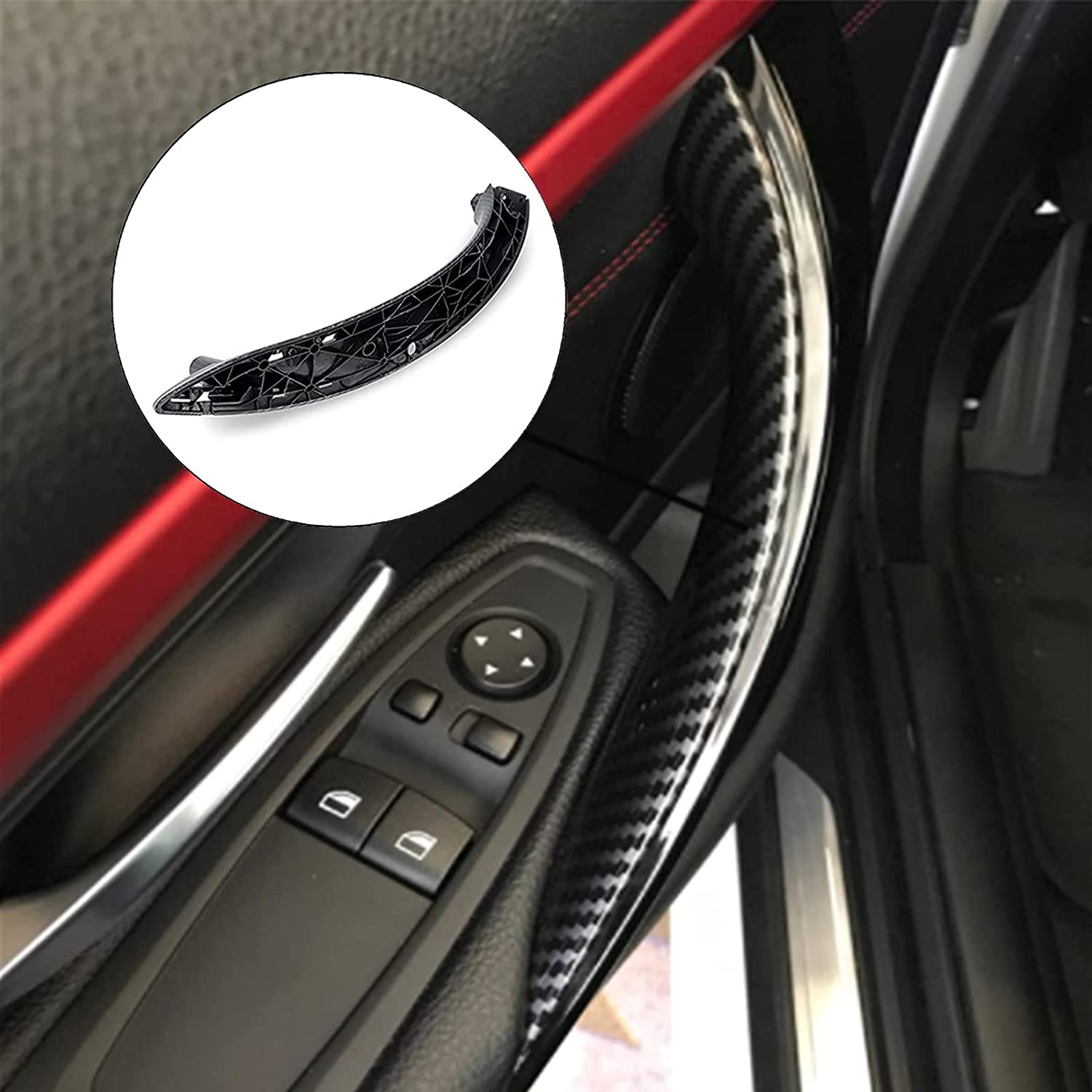 Front Left Driver Side Interior Inner Inside Door Pull Handle Grab Trim Compatible with 3 Series 4 Series 320,328,330,335,M3 2012-2018 and 428, 435,M4 2014-2017 Replace 51417279311 - Delicate Leather