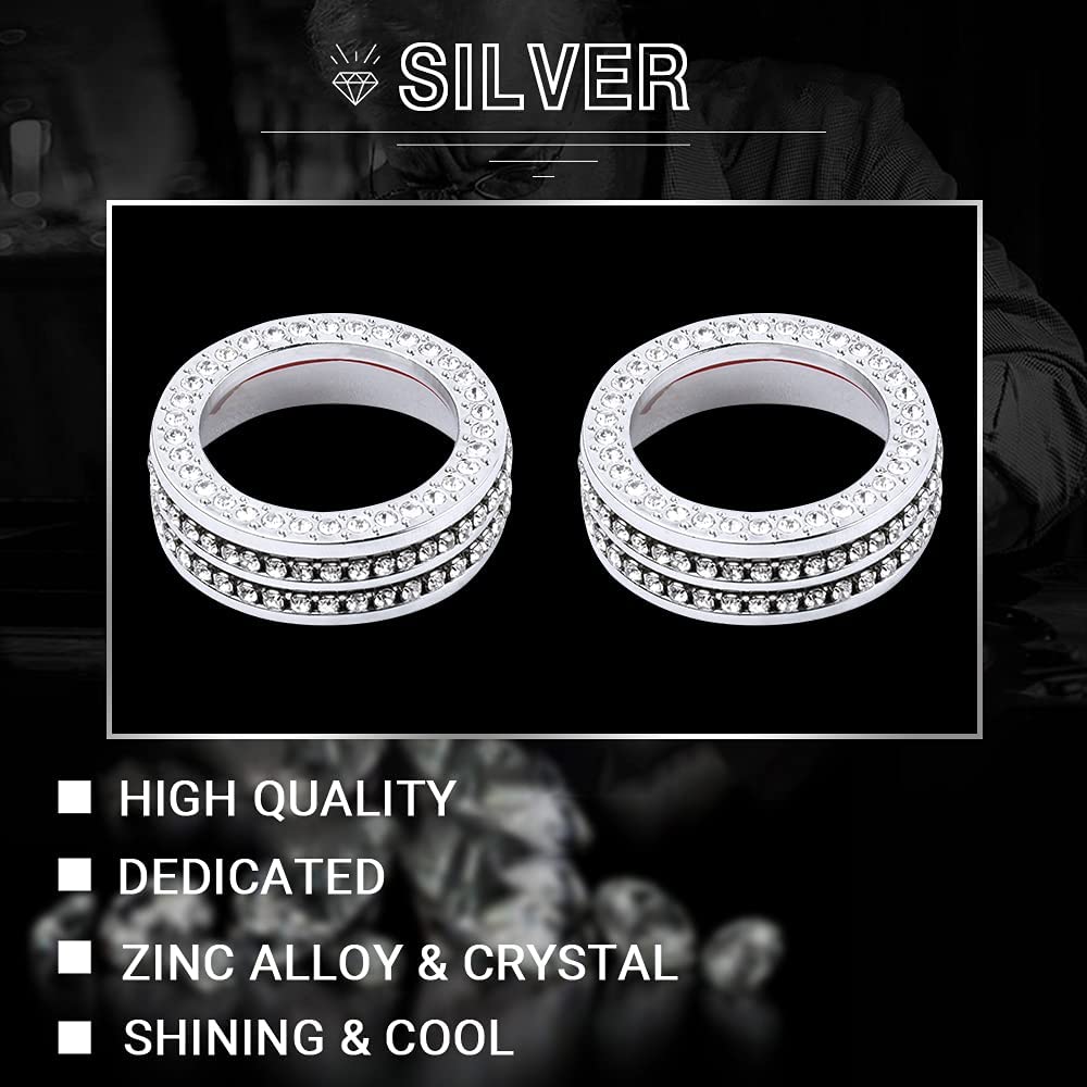 Bling Accessories 3 CX-5 CX-9 CX-30 CX5 CX9 CX30 AC Knobs Air Conditioner Decals Stickers Covers Caps Car Interior Parts Decoration Trim Men Women Zinc Alloy Crystal Silver 2 Pack - Delicate Leather