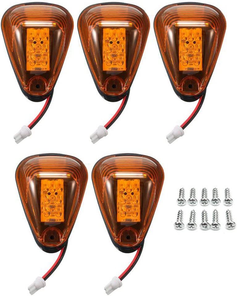 5Pcs Cab Marker Light Smoke Cover Red LED, Cab Roof Running Light, Top Marker Light Compatible with 1999-2016 Ford F150 F250 F350 F450 F550 F650 F750 E150 E250 E350 E450 Super Duty Pickup Trucks - Delicate Leather