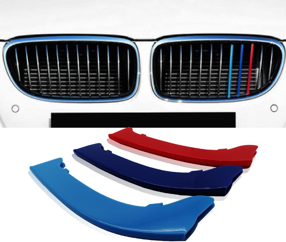 M-Colored Stripe Grille Insert Trims Compatible with 2009-2012 E90/E91 3 Series 12-Beam Standard Grill - Delicate Leather