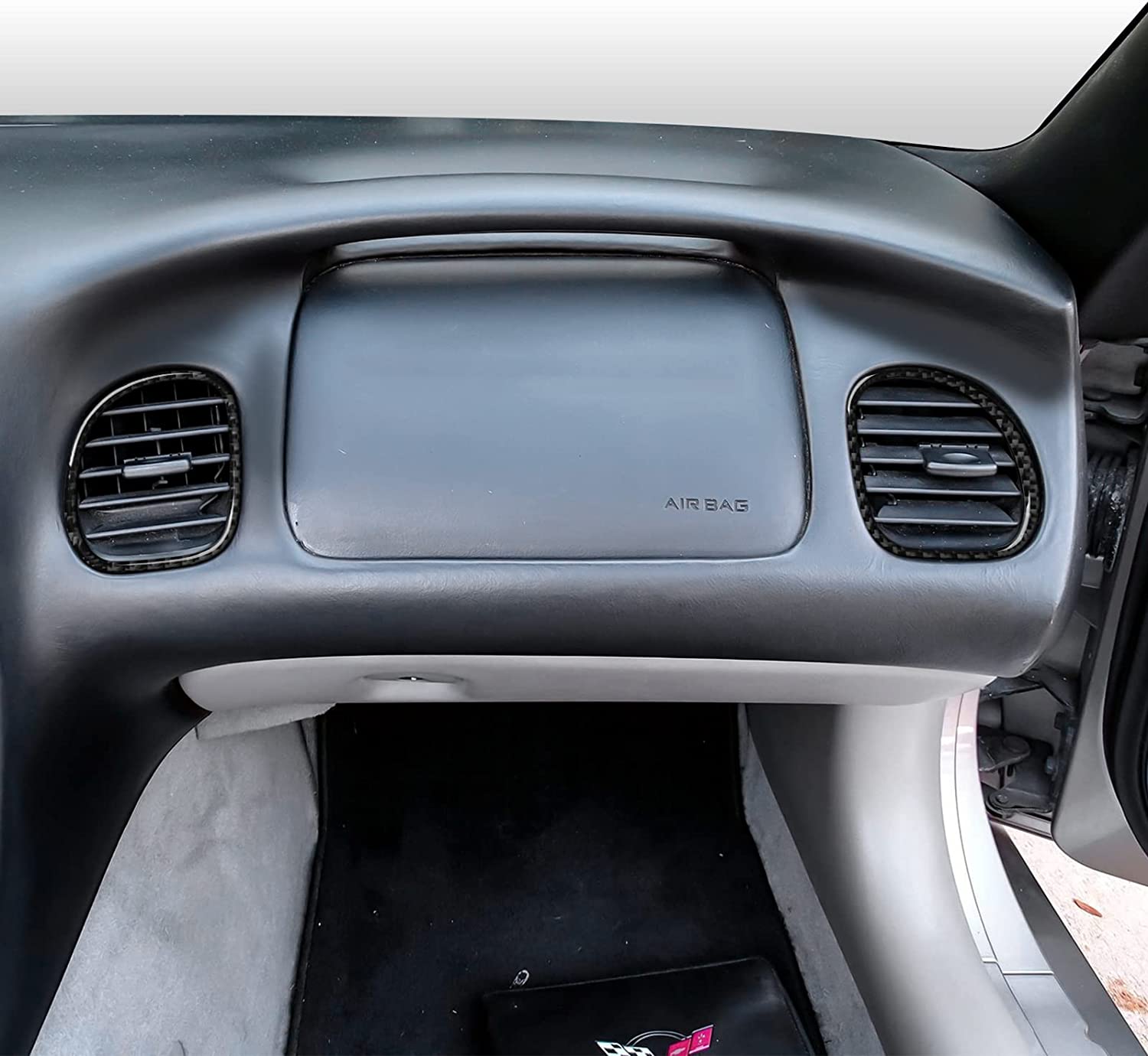 Carbon Fiber Car Co-Pilot Air Outlet Sticker Decal Interior Trim Cover for C5 1998 1999 2000 2001 2002 2003 2004 Accessories - Delicate Leather