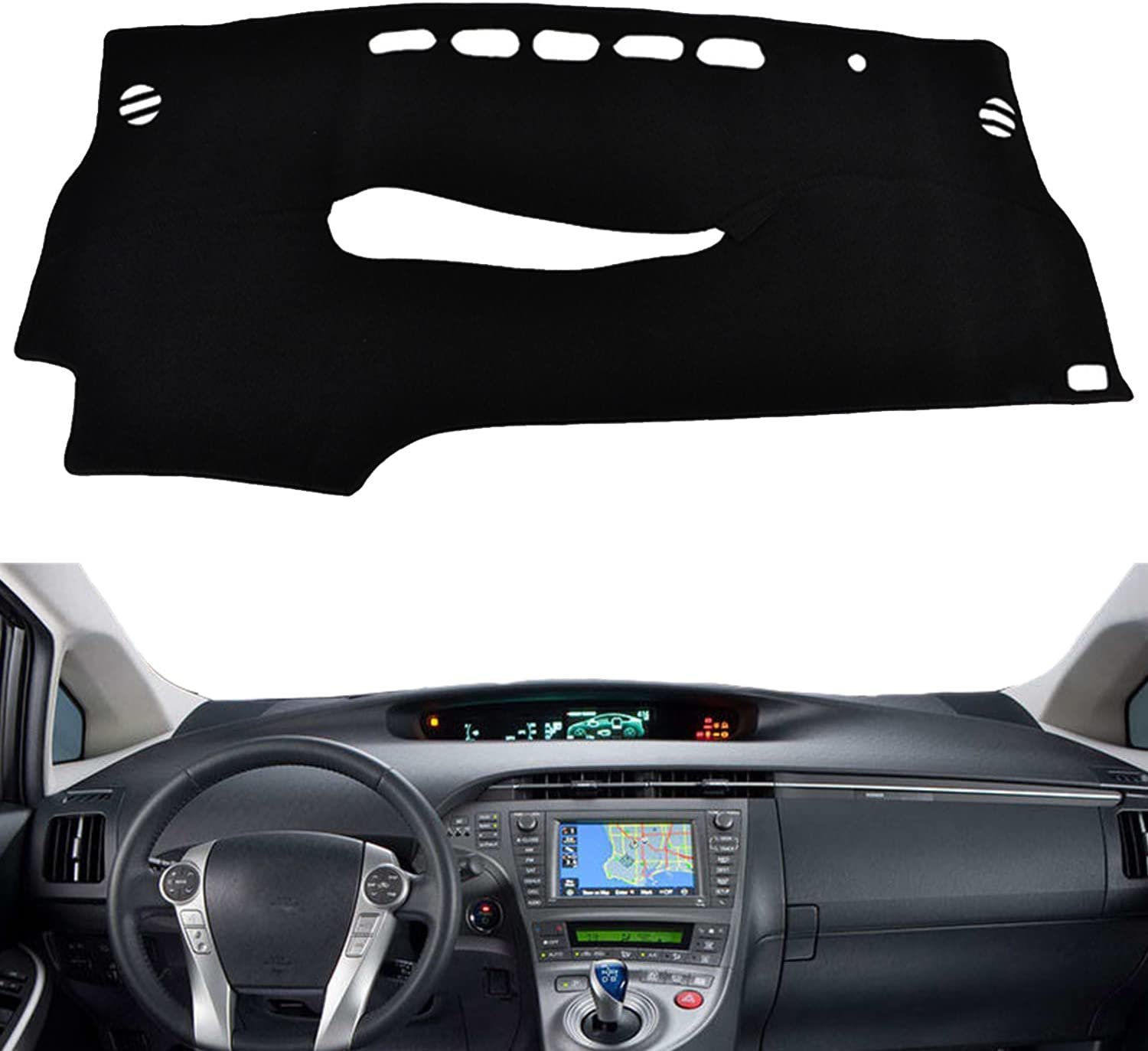 Car Dashboard Dash Board Cover Mat Carpet Compatible with Toyota Prius XW30 2010-2015 Left Hand Drive - Delicate Leather