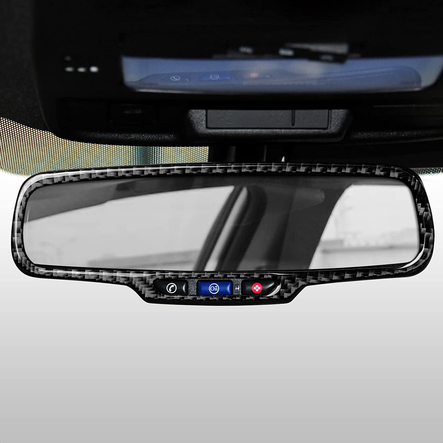 Car Sticker Decal Carbon Fiber Rear View Mirror Interior Trim Cover for Camaro 2010 2011 2012 2013 2014 2015 Accessories - Delicate Leather