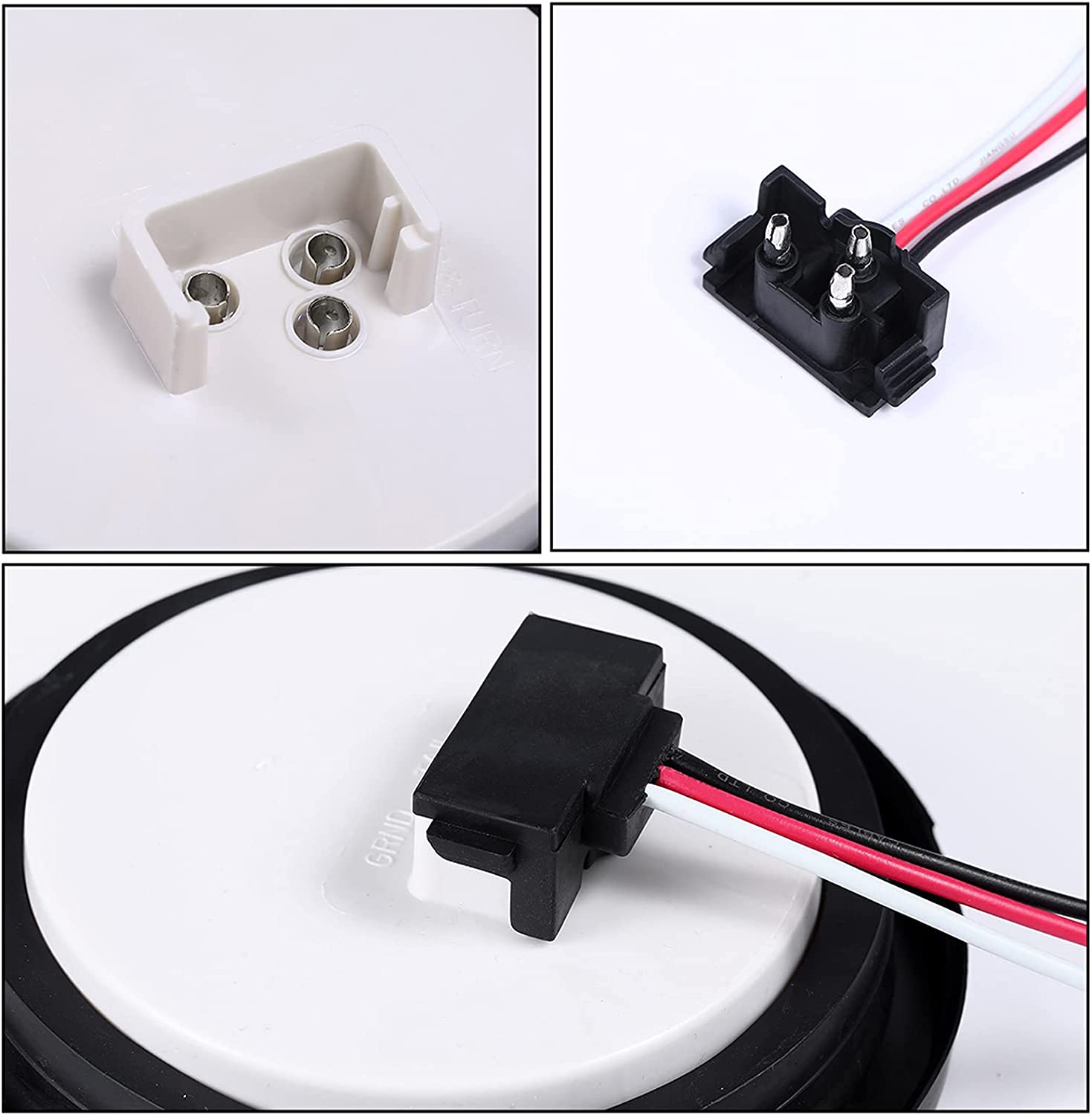 4 Inch Round Led Trailer Tail Lights 12 LED Waterproof Brake Stop Turn Tail Marker Trailer Lights Sealed Flush Mount Compatible with Truck Trailer RV Boat UTE Grommet and Plug Included - Delicate Leather