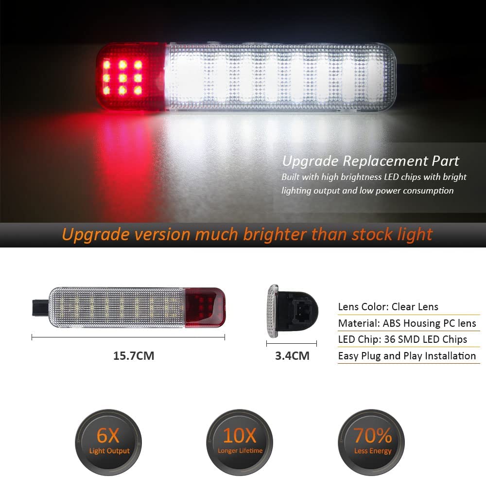 LED Interior Door Panel Light Courtesy Lamp Assembly White & Red Compatible with C/K Silverado/Sierra 1500 2500 3500 Suburban Tahoe Avalanche Yukon Escalade Hum-mer H2 - Delicate Leather