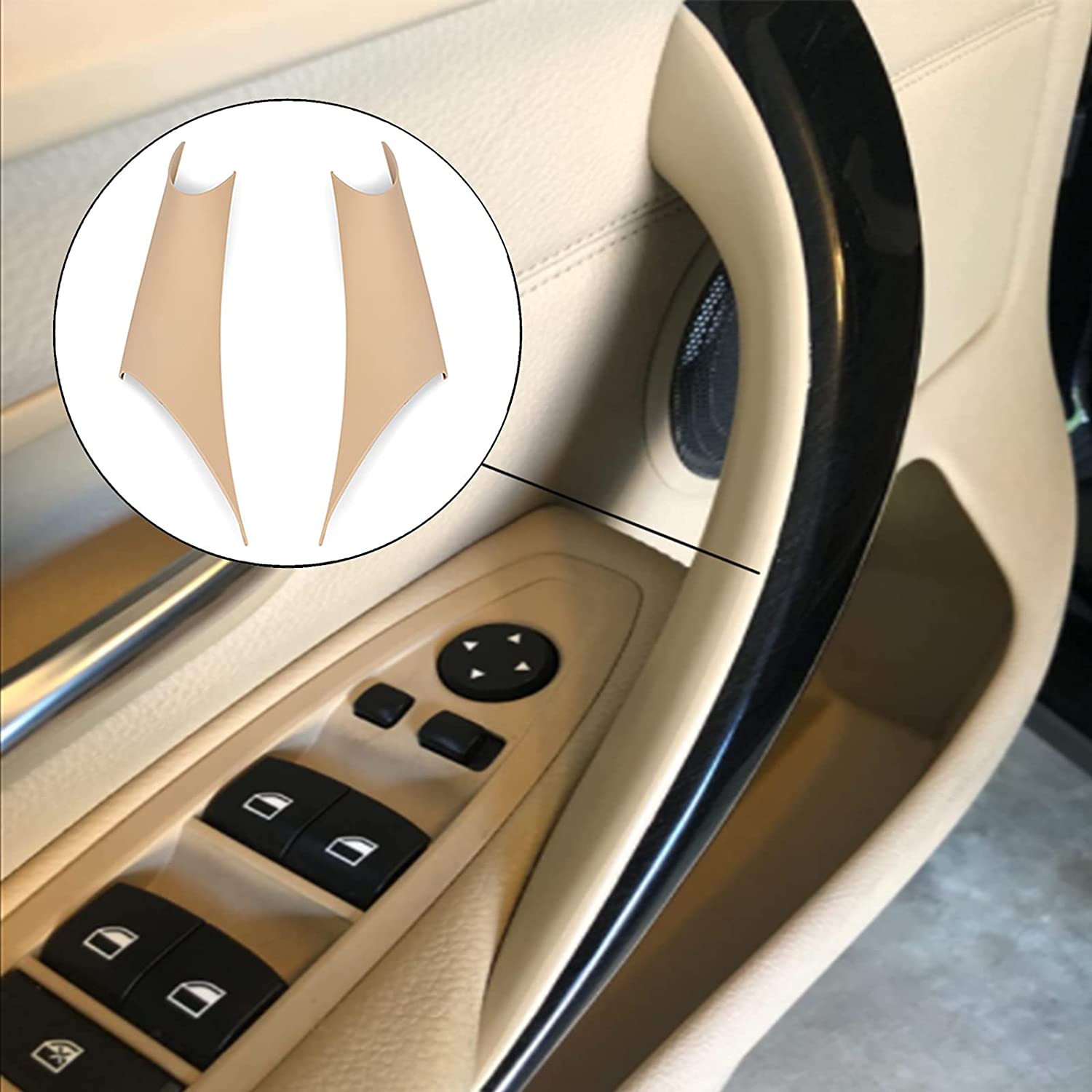 Rear Left and Right Interior Inner Inside Door Pull Handle Grab Cover Trim Compatible with 3 Series 4 Series 320,328,330,335,M3 2012-2018 and 428, 435,M4 2014-2017 Replace 51417279311 - Delicate Leather
