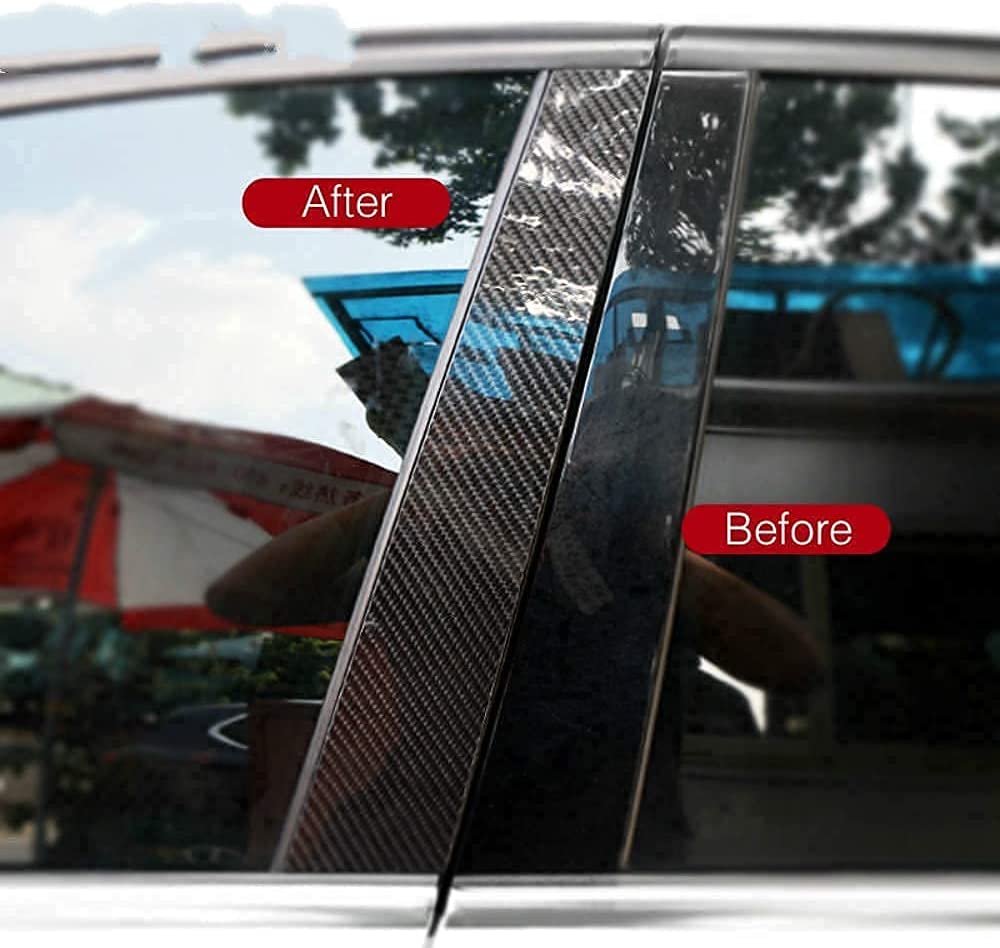 6PCS Car Window B-Pillars Stickers Decals Passenger Side Carbon Fiber Trim Compatible with Giulia 952 2017 2018 2019 Accessories - Delicate Leather