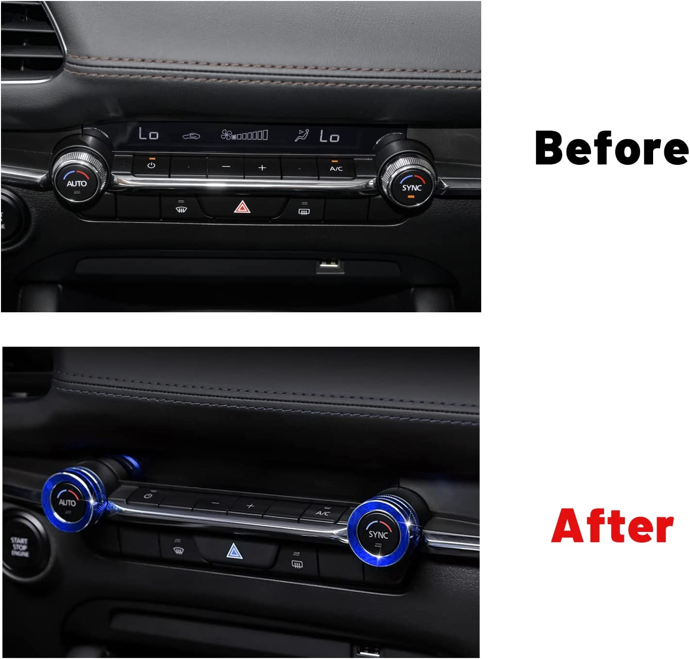 2 PCS Compatible with CX-5 Accessories Sporty Car Auto AC Air Conditioning Knob Cover Trims Center Console Interior Decoration Sticker - Delicate Leather