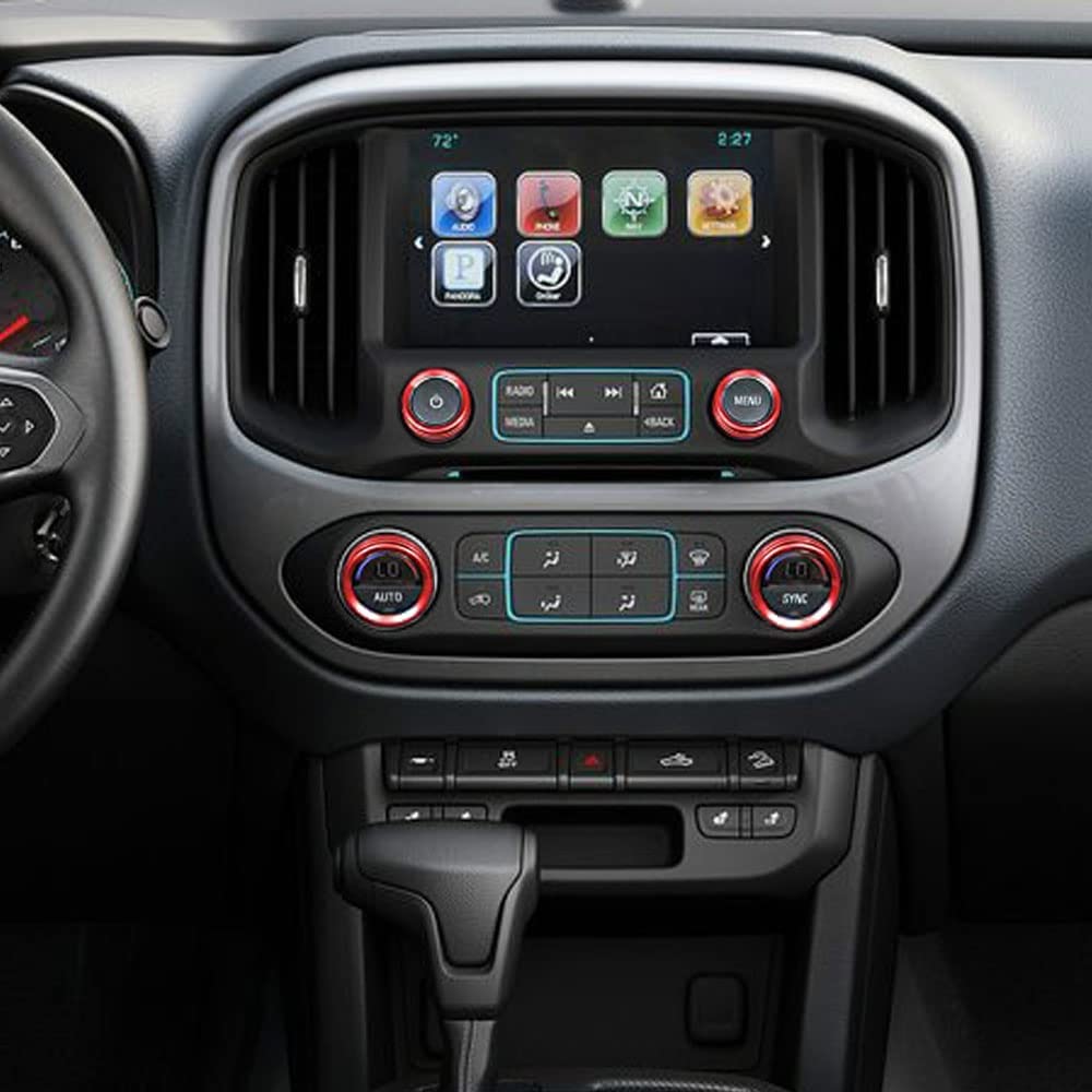 AC Audio Knob Cover Compatible with 2015-2022 Center Console Auto Climate Control Turn Signal 4WD Light Switch Knob Cover Trim Ring 7pcs - Delicate Leather