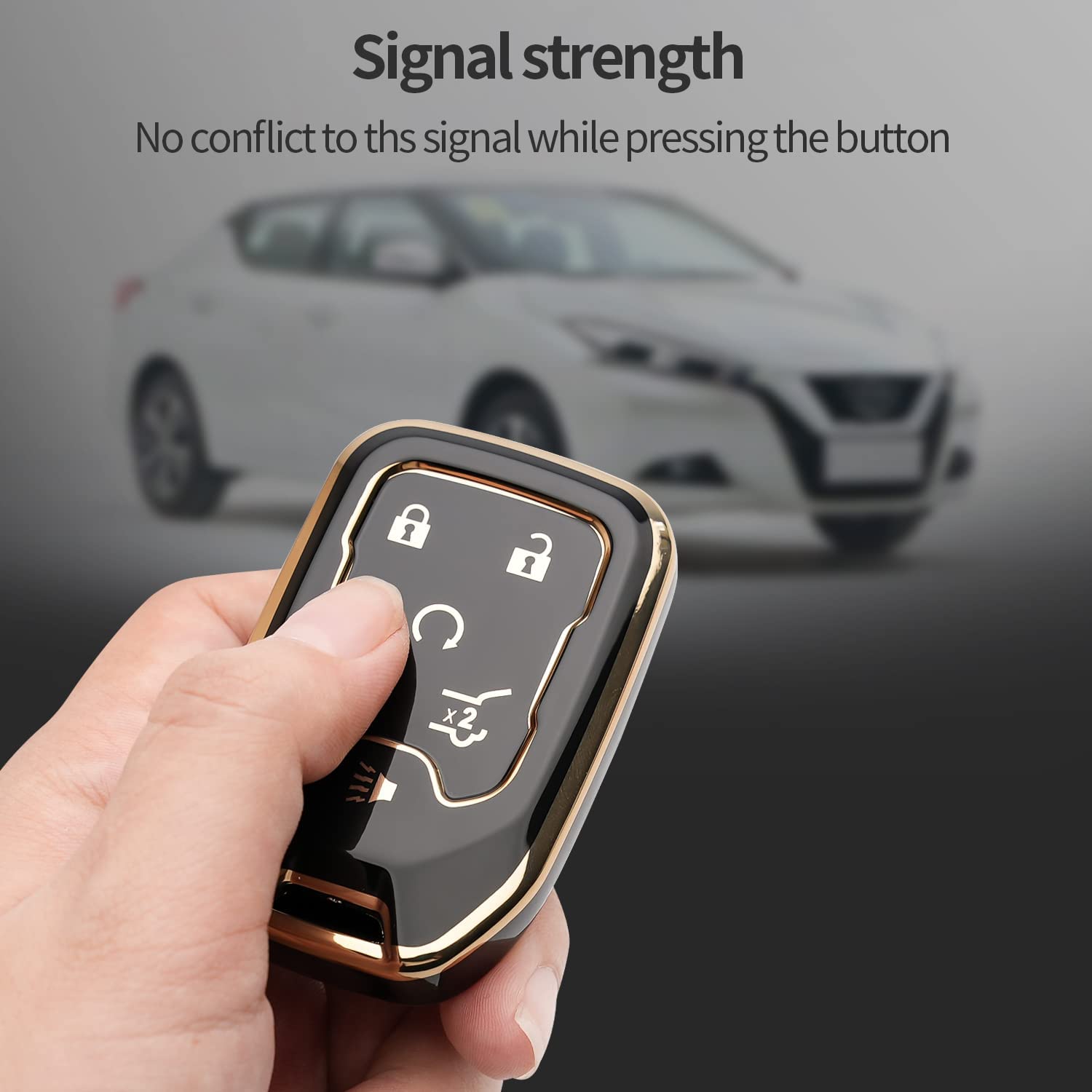 Fob Chevy Key Fob Cover Keychain Fit for 2018-2022 Chevrolet Silverado And GMC Sierra 1500 2500HD 3500HD 2015-2021 Smart Key Shell Case - Delicate Leather