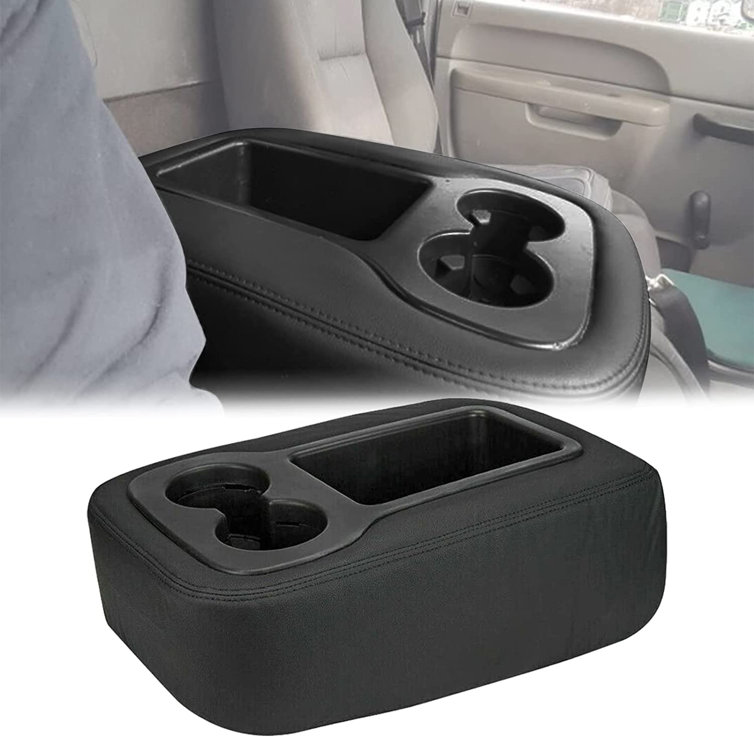 Seat Armrest Cover Compatible with Silverado Tahoe Avalanche Suburban Sierra Yukon Center Console Cover with Zipper Design - Delicate Leather