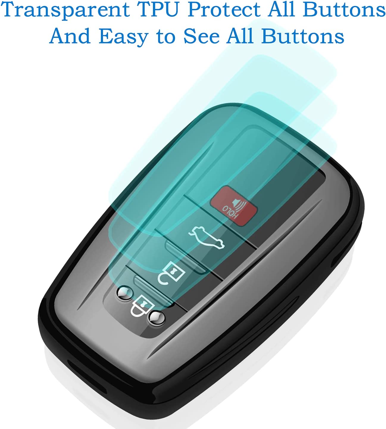 Toyota Key Fob Cover with Keychain Soft TPU Key Shell Case,For 2020-2022 Highlander 2018-2022 RAV4 Camry C-HR Corolla Avalon Prius GT86 Smart Key - Delicate Leather