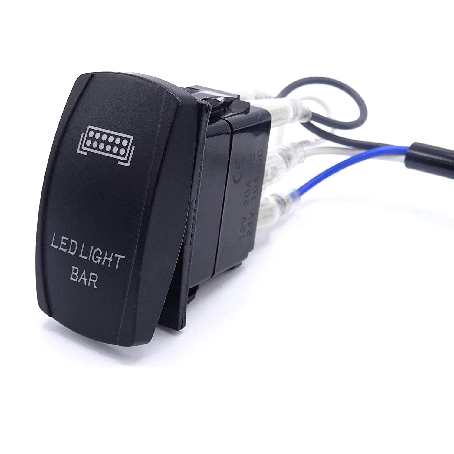 Laser LED Light Bar Rocker Switch ON-Off LED Light 20A 12V, 5pin, Blue Compatible with Cars, Trucks, UTV, ATV, Boat, Tractor, Auto, 4x4, 4WD - Delicate Leather