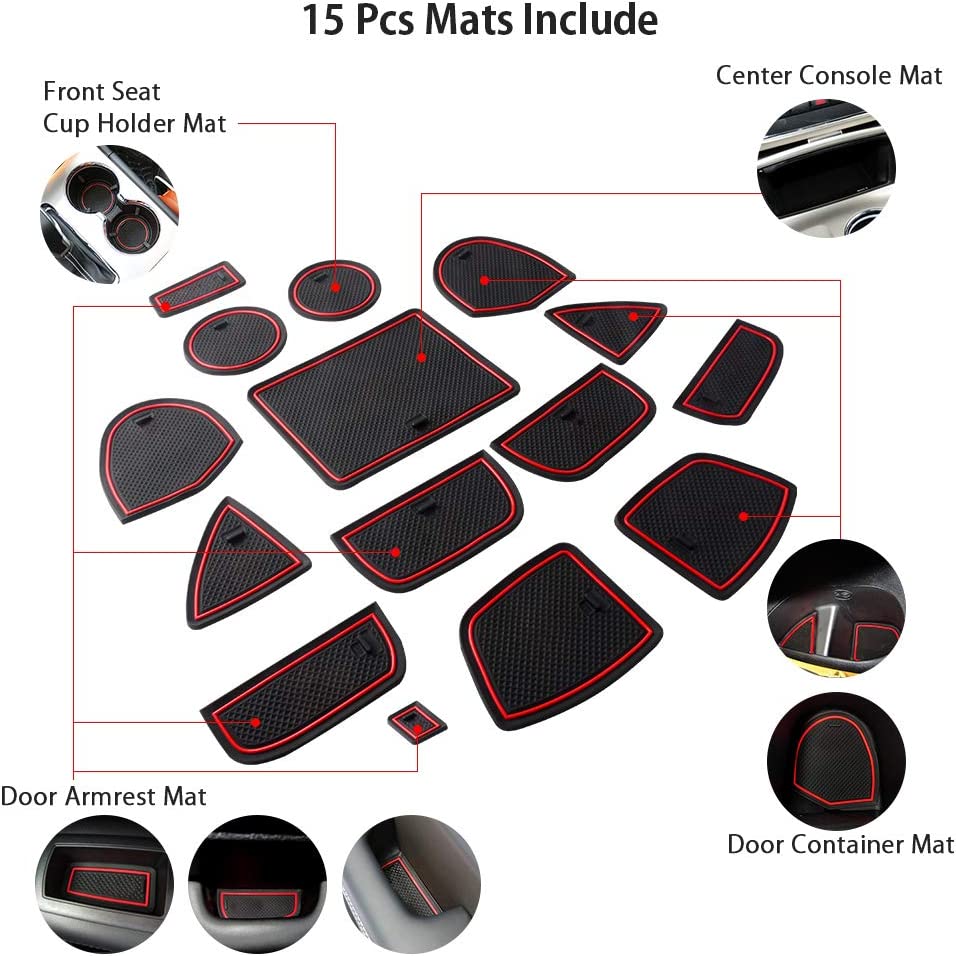 Jeep Grand Cherokee Interior Trim 15Pcs Door and Center Console Liner Mats Anti-Slip Car Slot Mats Cup Holder Inserts Auto Interior Anti-Dust Mats for Jeep Grand Cherokee 2016-2021 - Delicate Leather