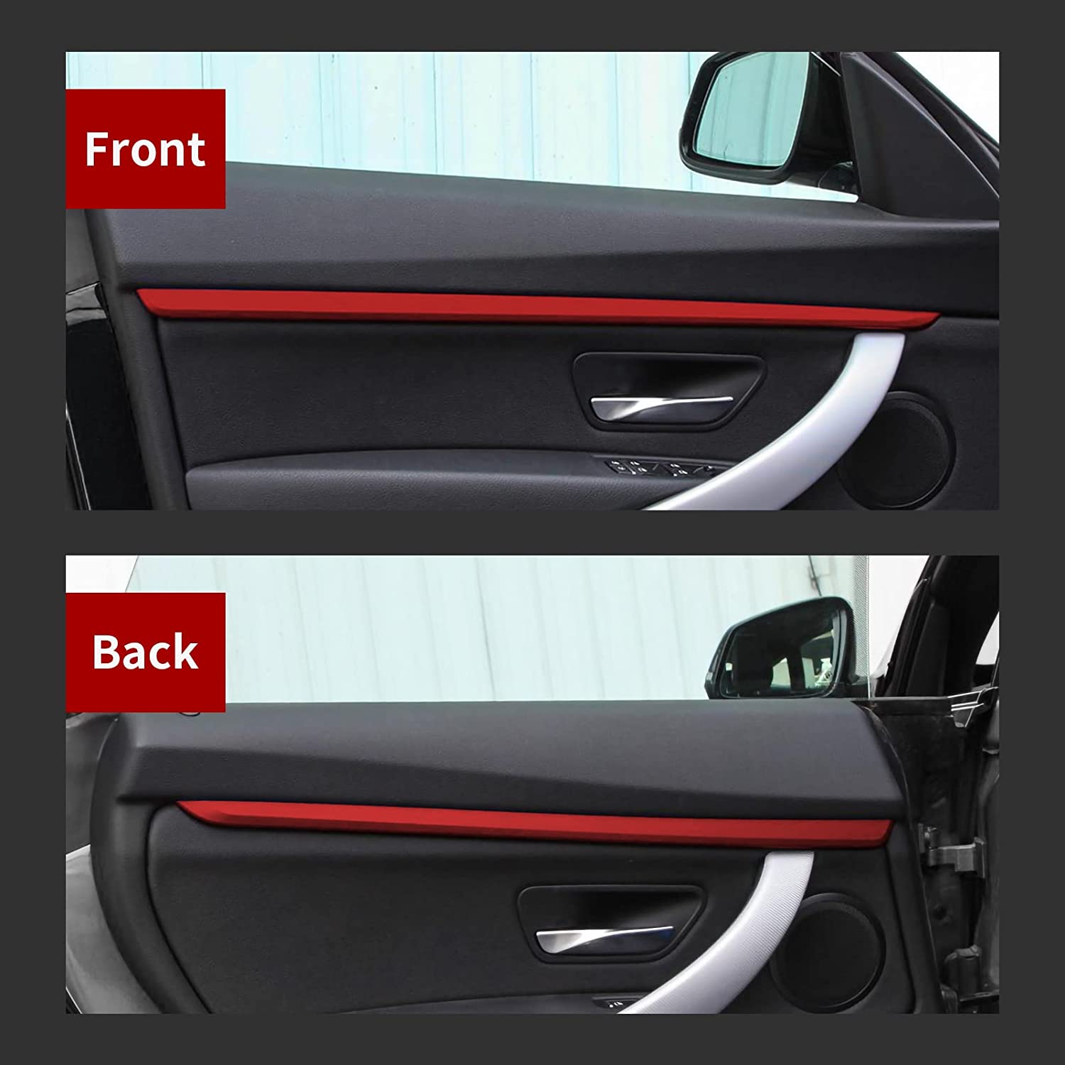 4PCS Car Door Decoration Strips Sticker ABS Decal Trim Cover Compatible with F34 3GT 2013 2014 2015 2016 2017 2018 2019 2020 Accessories -- ONLY for F34 - Delicate Leather