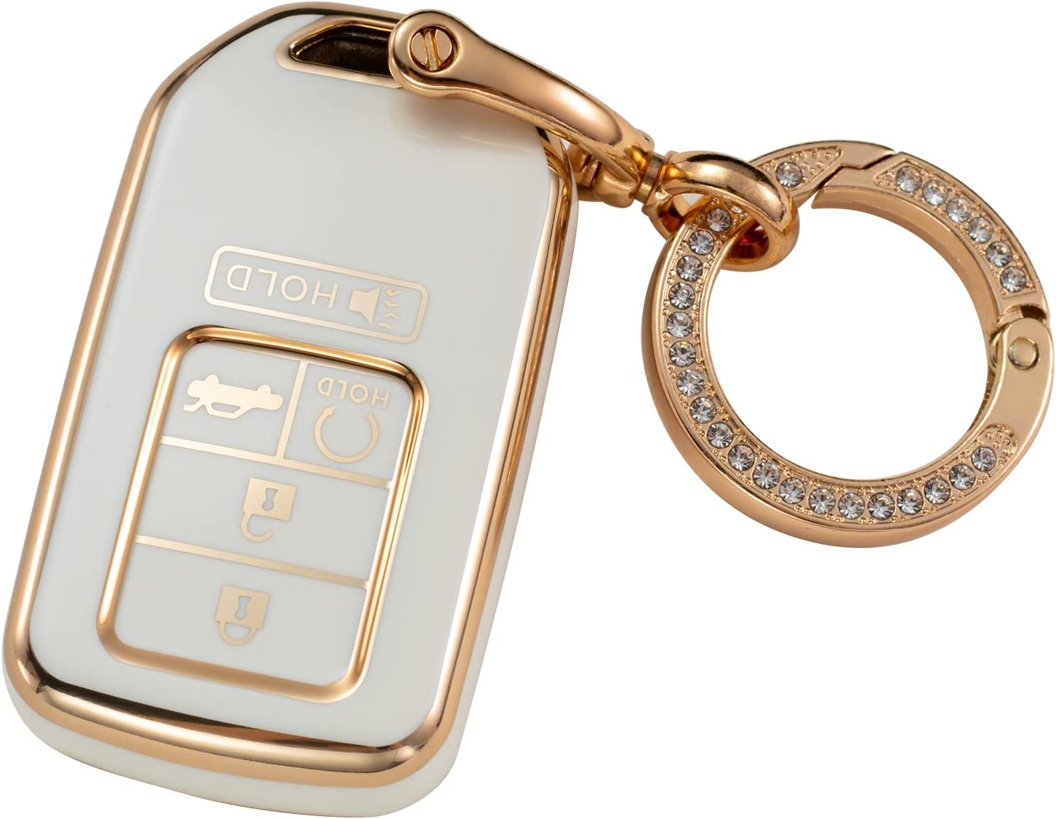 Key Fob Cover Case with Keychain Compatible with 2017-2021 Civic Accord Pilot CR-V 5 Buttons Smart Key