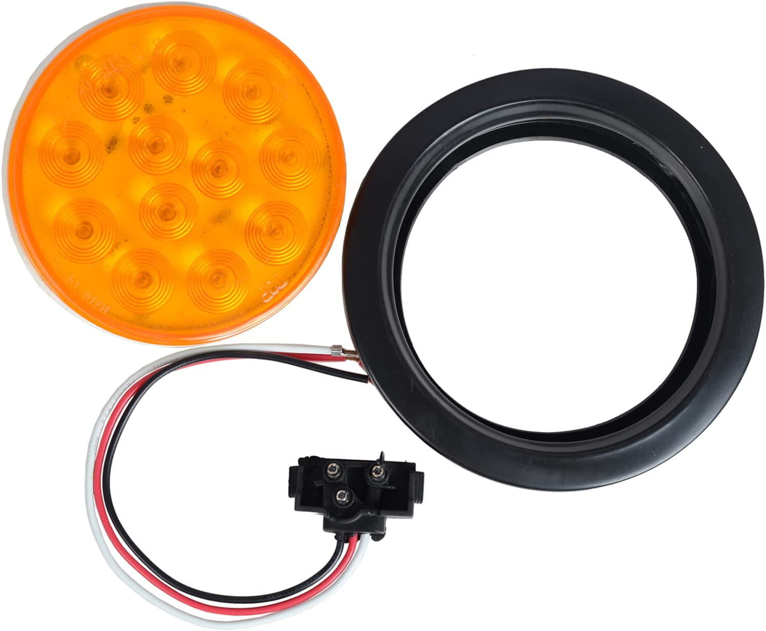 4 Inch Round Led Trailer Tail Lights 12 LED Waterproof Brake Stop Turn Tail Marker Trailer Lights Sealed Flush Mount Compatible with Truck Trailer RV Boat UTE Grommet and Plug Included - Delicate Leather