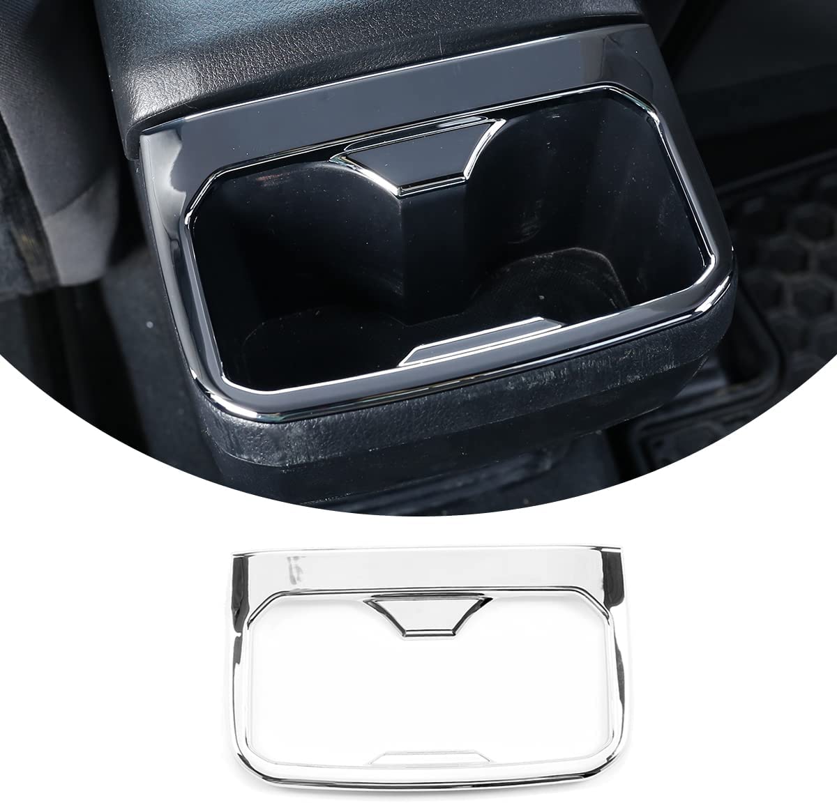 Car ABS Inner Look Interior Rear Seat Armrest Cup Holder Cover Trim Stickers - Delicate Leather