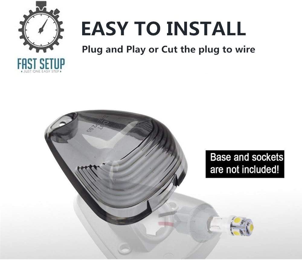 5 X Cab Marker Light Smoke Cover White LED, Cab Roof Running Light, Accessories Light Compatible with 1999-2016 Ford F150 F250 F350 F450 F550 F650 E150 E250 E350 Super Duty Pickup Truck - Delicate Leather