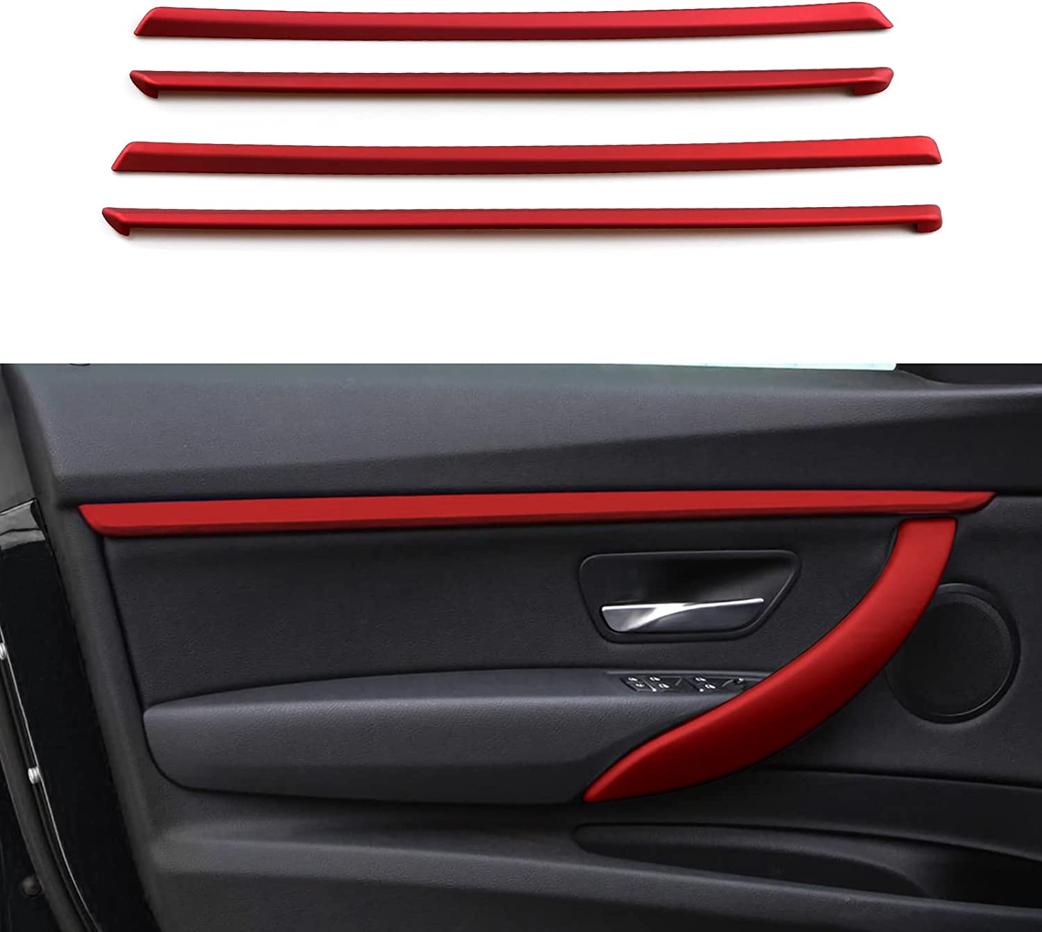 4PCS Car Door Decoration Strips Sticker ABS Decal Trim Cover Compatible with F34 3GT 2013 2014 2015 2016 2017 2018 2019 2020 Accessories -- ONLY for F34 - Delicate Leather
