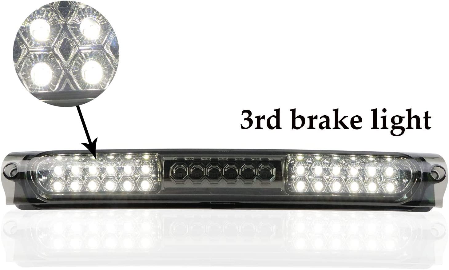 LED 3rd Third Brake Light High Mount Stop Light Cargo Light for 1997-2003 Ford F150 | 2004 Ford F150 Heritage (Chrome Housing Smoke Lens) - Delicate Leather