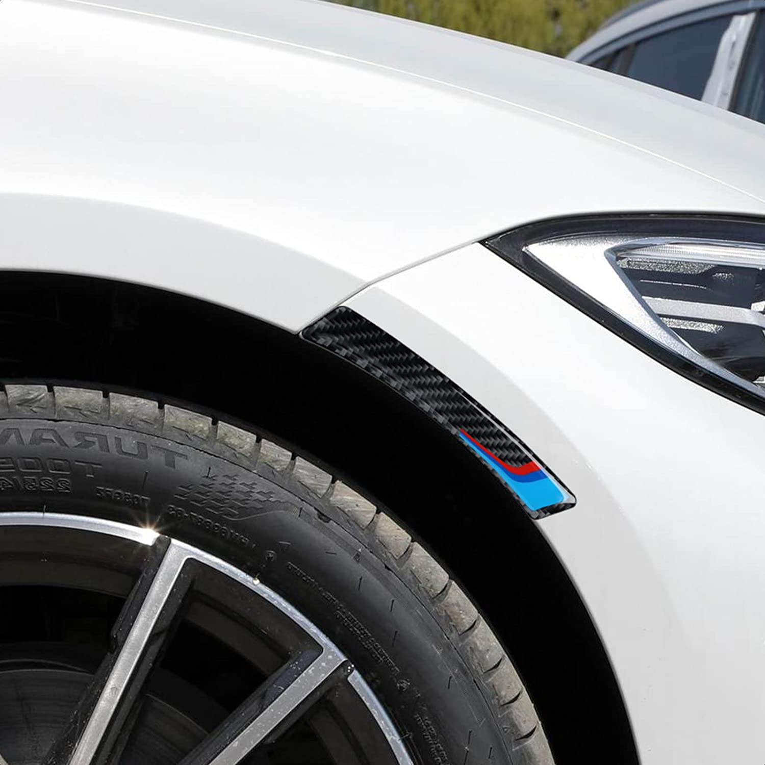 2PCS Universal Wheel Hub Protector Sticker Anti Collision Strips Carbon Fiber Decal Trim Compatible with 1 2 3 4 5 6 7 Series X1 X2 X3 X4 X5 X6 Accessories - Delicate Leather