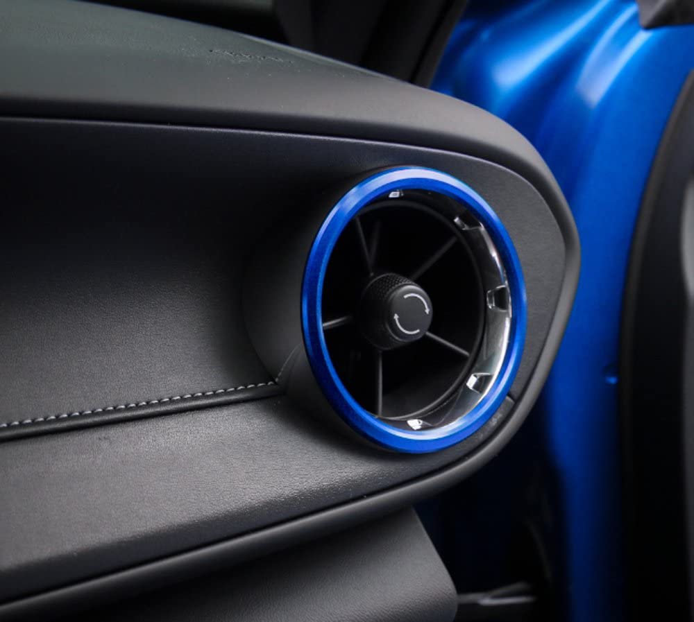 4pcs Blue Air Conditioning Air Outlet Vent Cover Ring Decor Sticker Compatible with Camaro 2017+ - Delicate Leather