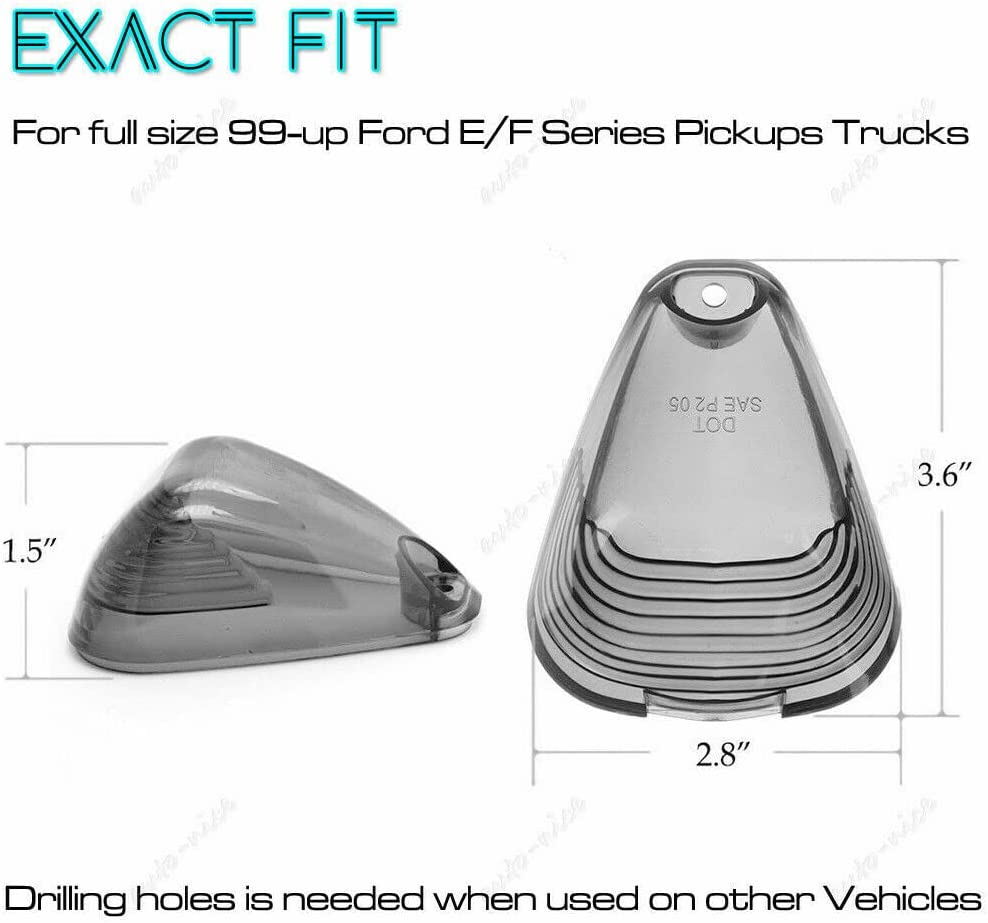 5X Black Smoke Lens Cab Roof Marker Running Lamps w/Blue LED Lights - Delicate Leather