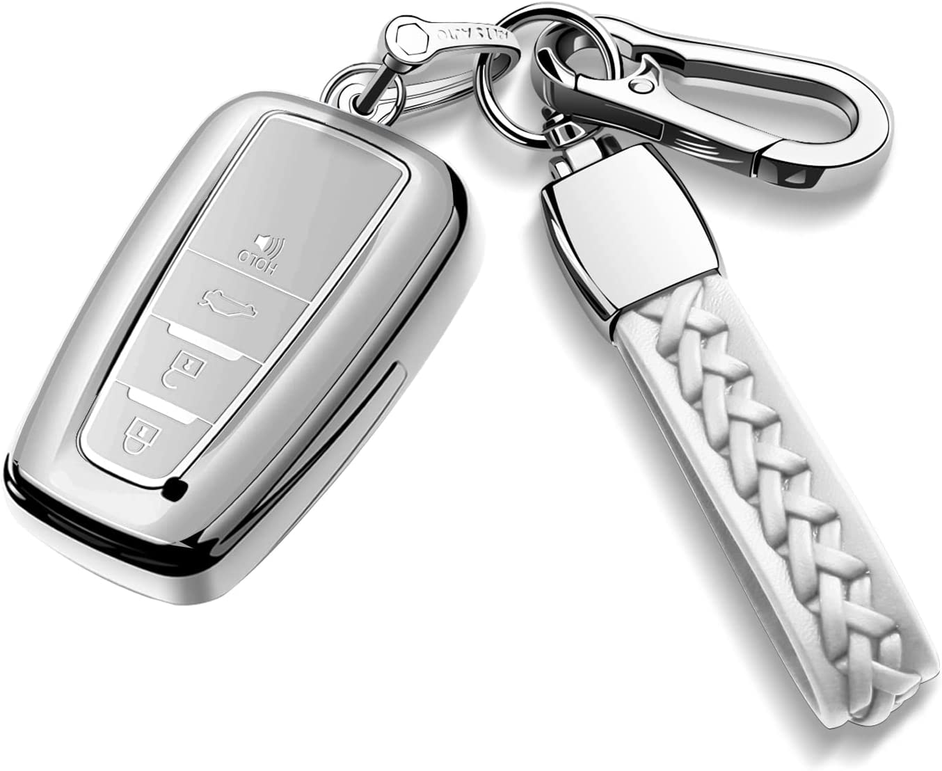Key Fob Cover with Keychain Fit For 2018-2022 Camry Avalon C-HR Prius Corolla GT86