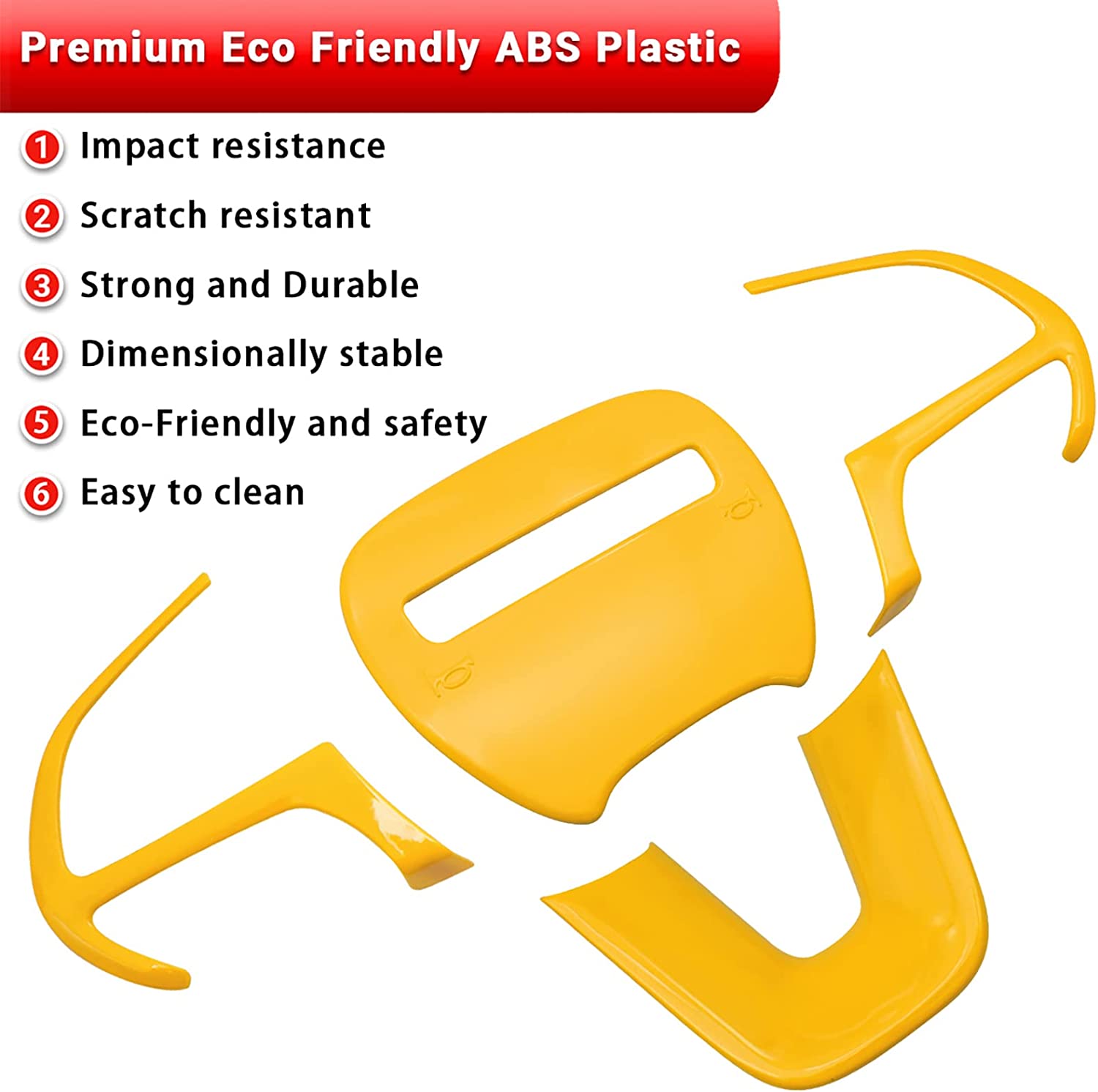 Steering Wheel Cover Trim for 2014-2019 Durango, 2015-2020 Charger Challenger, Grand Cherokee SRT8, ABS 4 Pcs - Delicate Leather