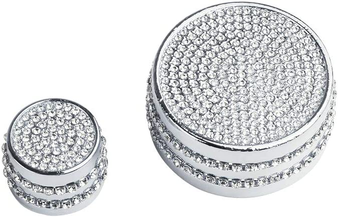 Car Interior Bling Accessories for 3 6 CX-3 CX-5 CX-9 CX3 CX5 CX9 Volume Media Multimedia Knobs Decals Stickers Covers Cap Parts Decoration Men Women Zinc Alloy Crystal Silver Pack of 2 - Delicate Leather