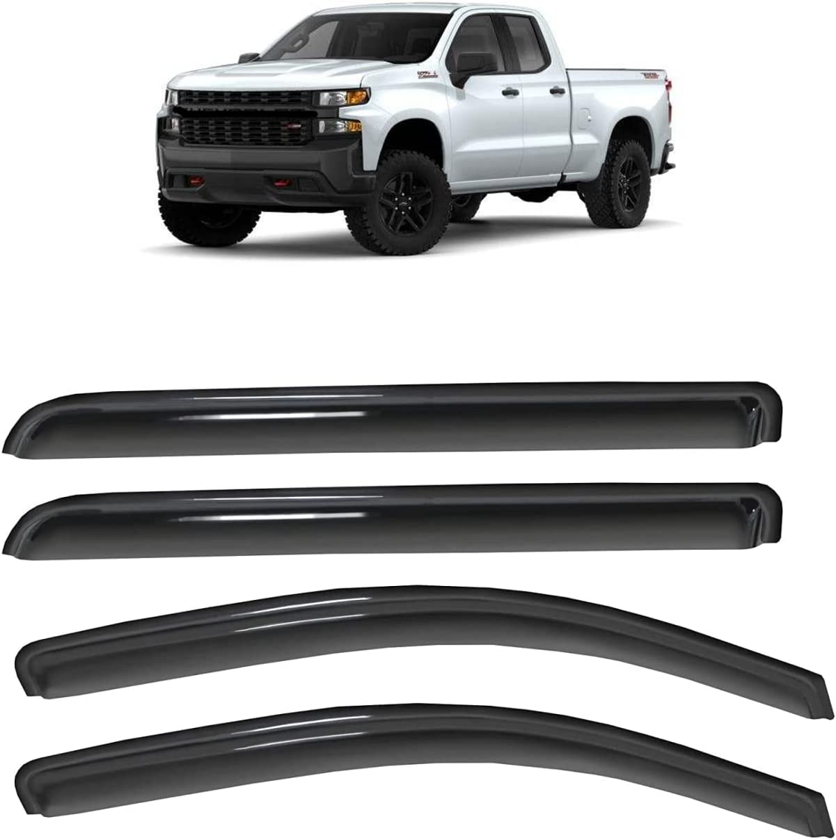 Window Visors Rain Guards Deflector 4 PCS for 2014-2018 Chevy Silverado & GMC Sierra 1500 2500HD 3500HD Crew Cab 94536 - Delicate Leather