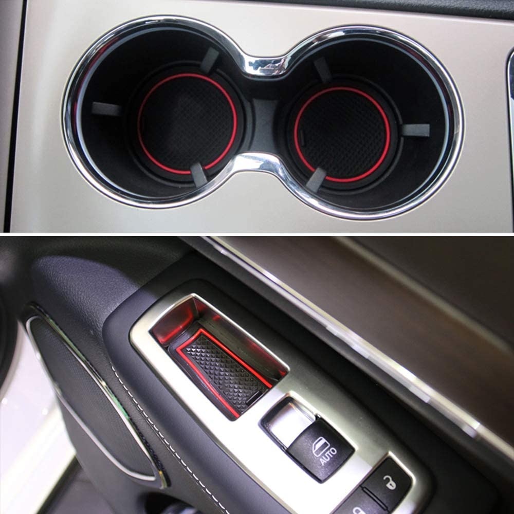 Jeep Grand Cherokee Interior Trim 15Pcs Door and Center Console Liner Mats Anti-Slip Car Slot Mats Cup Holder Inserts Auto Interior Anti-Dust Mats for Jeep Grand Cherokee 2016-2021 - Delicate Leather