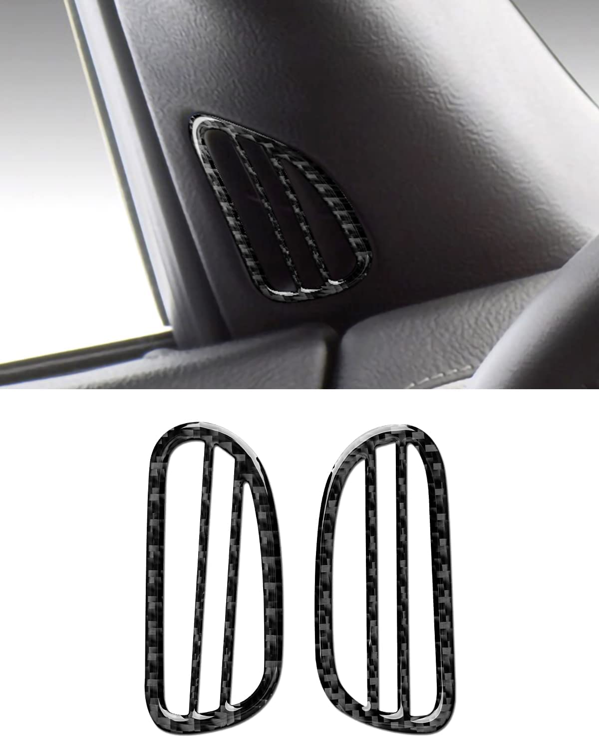 Car Air Outlet Vent Sticker Decal Carbon Fiber Interior Trim Cover Compatible with C6 2005 2006 2007 Accessories - Delicate Leather