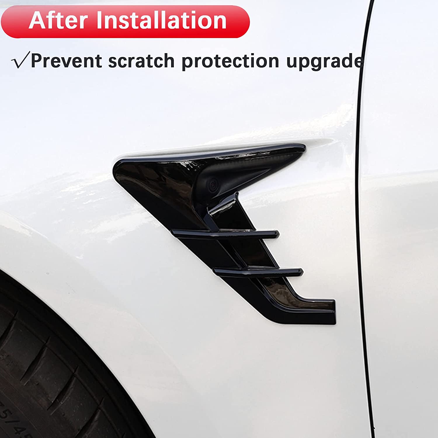 Side Camera Indicator Protection Cover Decoration Modification Accessories fit for Autopilot 2.0-3.0 - Delicate Leather