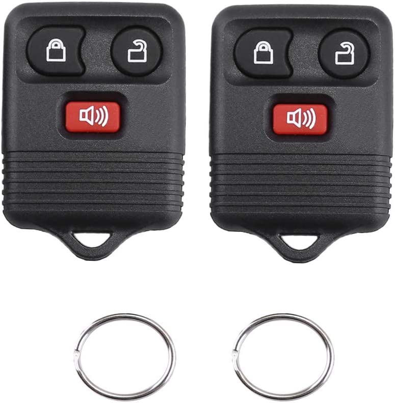 Car Key Fob Remote Case for Ford F150 F-150 F250 F-250 F350 E350 Super Duty Edge Excursion Escape Explorer Lincoln Mazda Mercury Keyless Entry Remote Starter Control Shell (3 Buttons, 2 Pack) - Delicate Leather