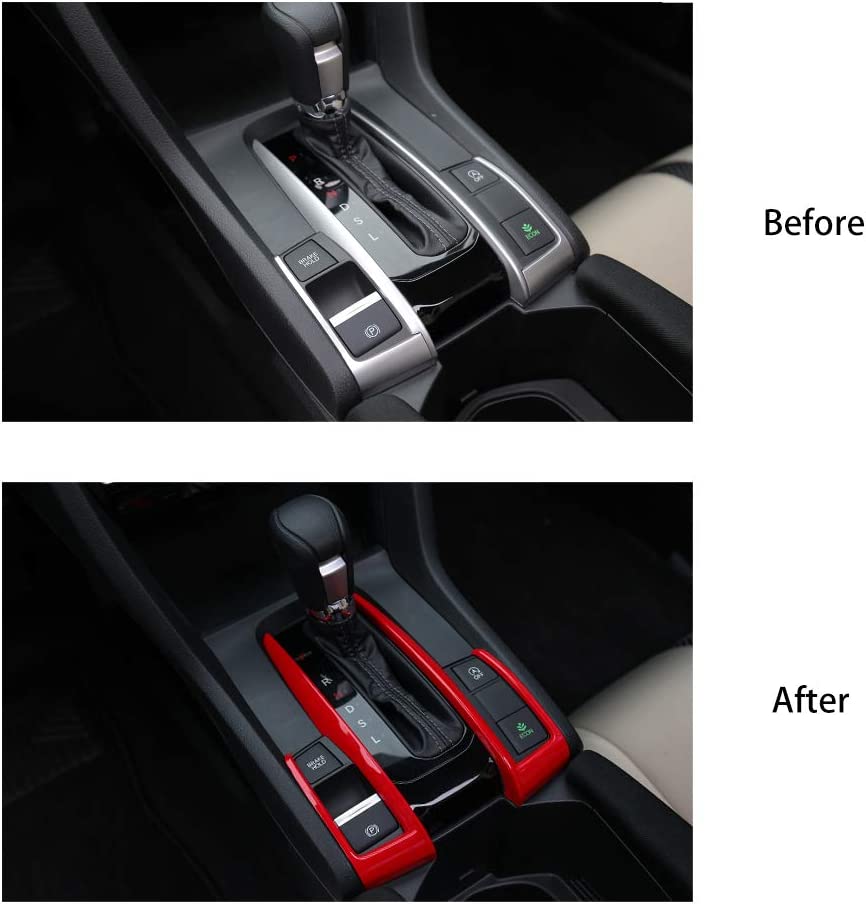 10th Gen Civic Gear Box Trims CVT Automatic Transmission Shift Boots Panel Stickers Compatible with Civic Sedan Hatchback Coupe 2021 2020 2019 2018 2017 2016