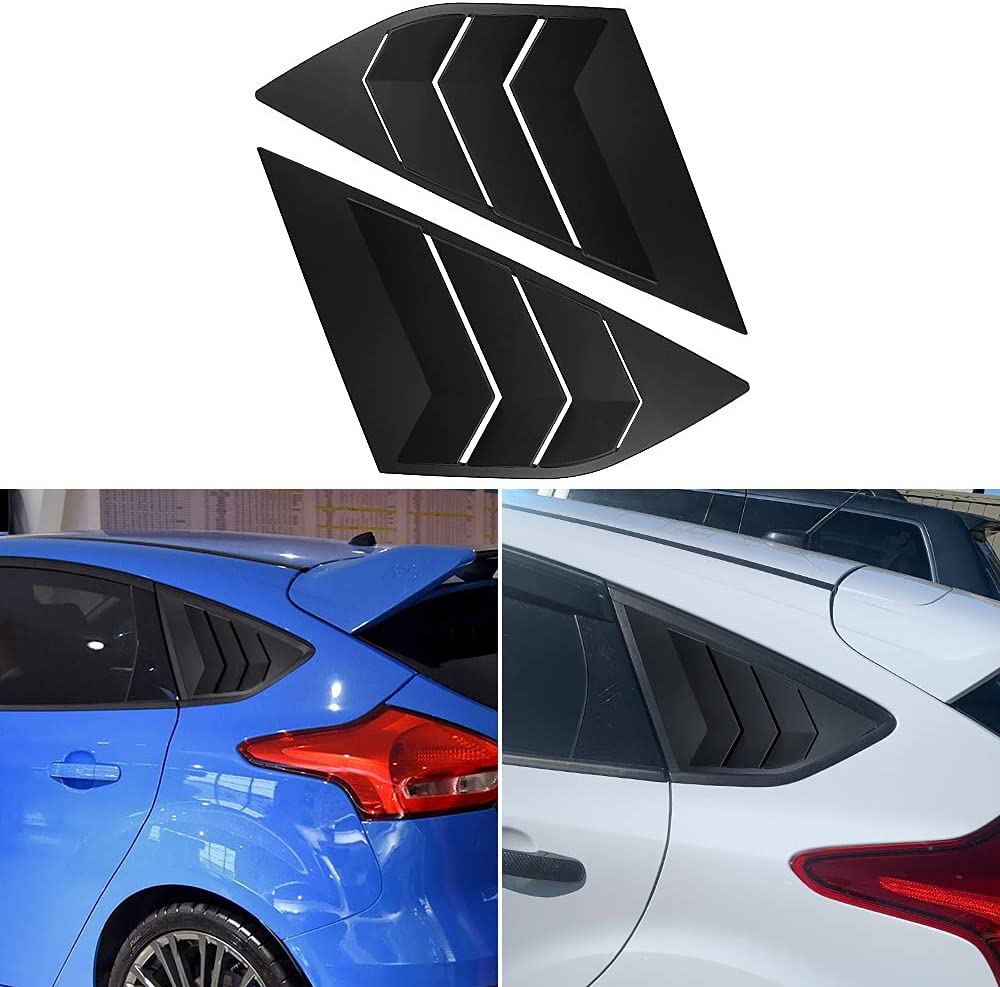 Rear Side Window Louvers Compatible for Ford Focus ST RS MK3 Hatchback Accessories 2012-2018 Air Vent Scoop Cover Louver - Delicate Leather