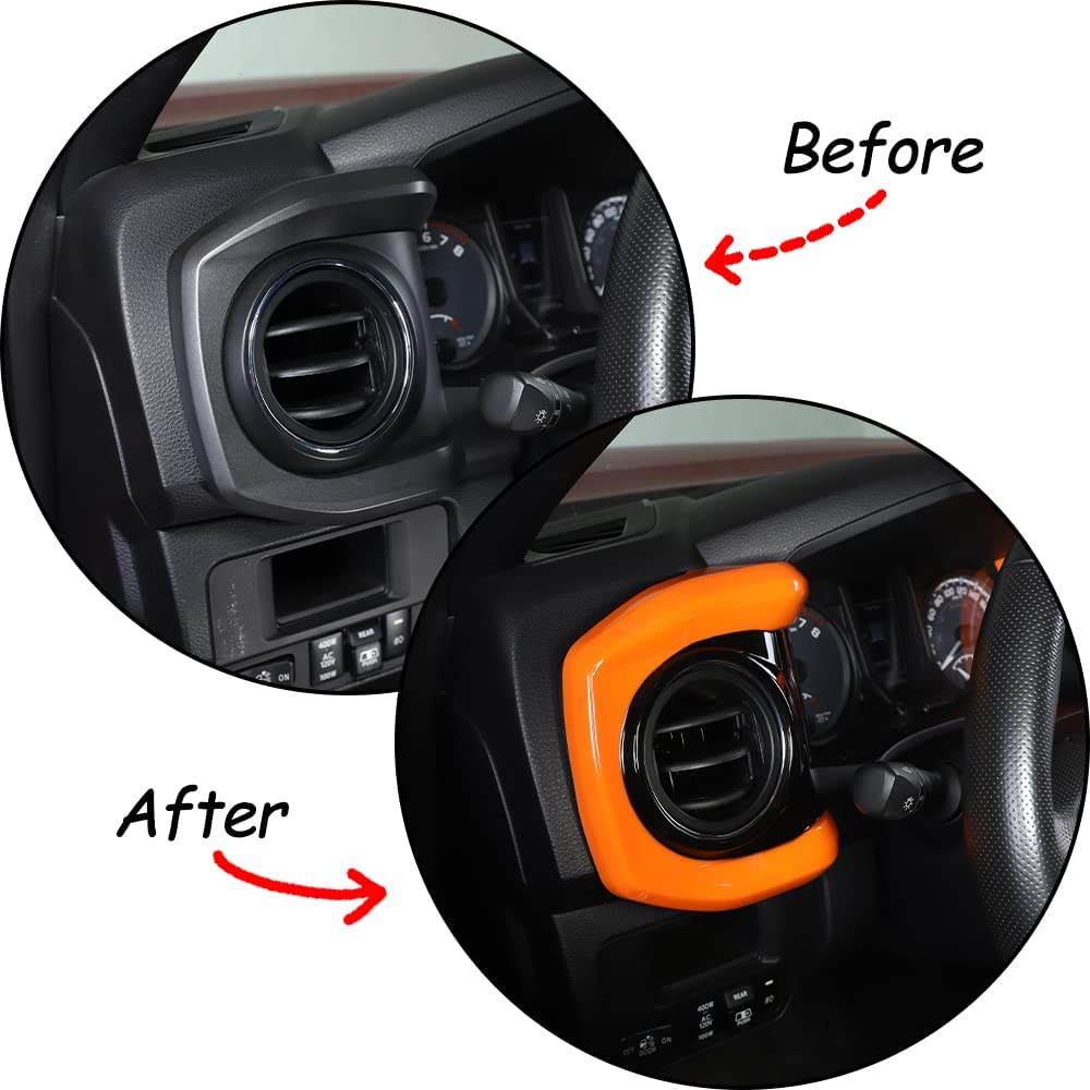 Car ABS Inner Look Central Console Dashboard Panel Cover Trim Stickers Compatible with Toyota Tacoma 2016 2017 2018 2019 2020 2021 2022 (Orange + Black) - Delicate Leather