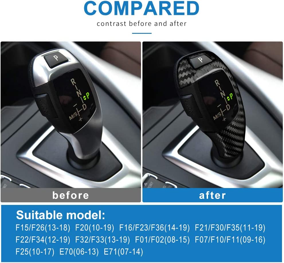 Carbon Fiber Car Gear Shift Knob Cover Interior Trim for F20 F21 F22 F23 F30 F34 F35 F10 F11 F07 F18 F15 F16 F01 X3 X4 Accessories - Delicate Leather