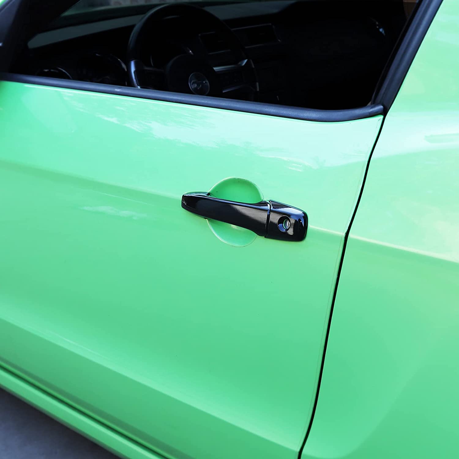 Door Handle Trim Cover ABS Exterior Decoration Accessories for 2004-2014 Mustang, 4PCS - Delicate Leather