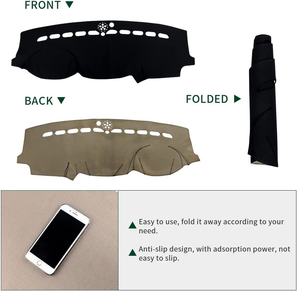 Dashboard Covers for Grand Cherokee Accessories 2011-2022 Center Console Cover Car Interior Dash Board Sun Shade Mat Anti-Slip Protector Pad - Delicate Leather