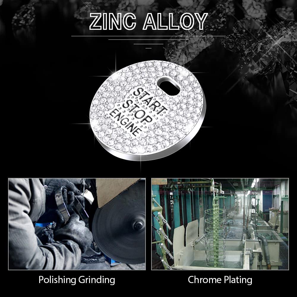 Car Interior Bling Accessories for 3 6 CX-3 CX-5 CX-9 MX-5 Miata Ignition Button Start Stop Push Engine Decals Stickers Caps Covers Parts Decoration Men Women Zinc Alloy Crystal Silver - Delicate Leather