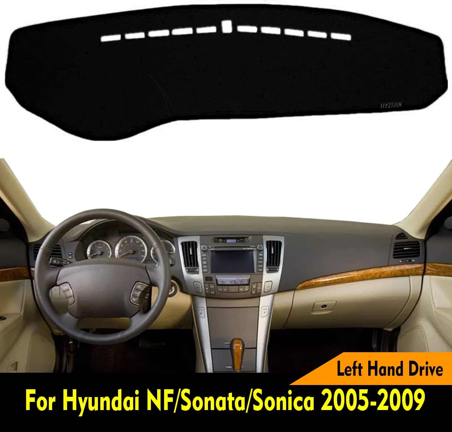 Car Dashboard Dash Board Cover Mat Carpet Compatible with NF Sonata Sonica 2005-2009 Left Hand Drive - Delicate Leather